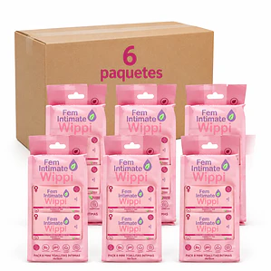 Caja 6 Toallitas Húmedas Wippi 🌸Fem 6x64 unid.🌿Bio