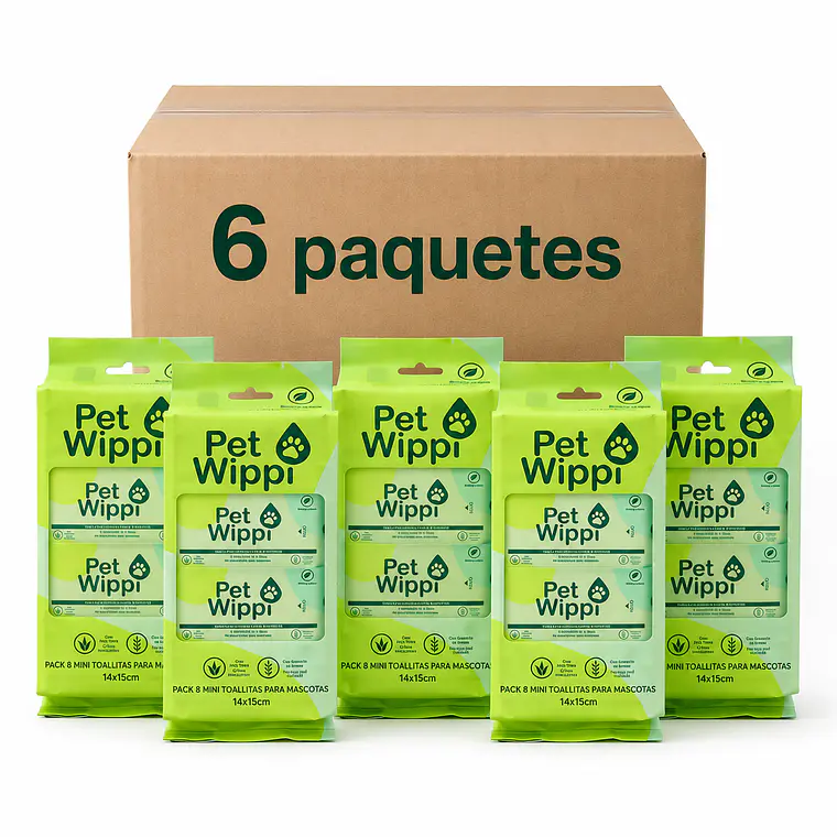 Caja 6 Toallitas Húmedas Wippi 🐾Pet 6x64 unid.🌿Bio 1