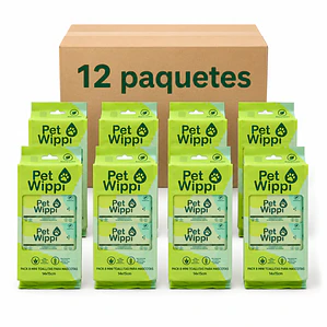 Caja 12 Toallitas Húmedas Wippi 🐾Pet 12x64 unid.🌿Bio