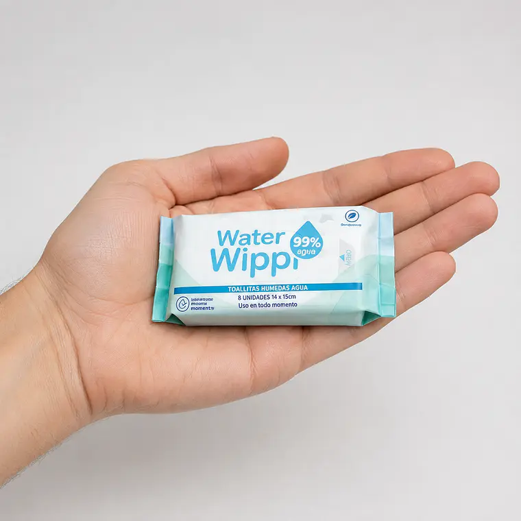Mini Toallitas Húmedas Wippi 99% 💧Water 64 unid. 🌿Biodegradables 2