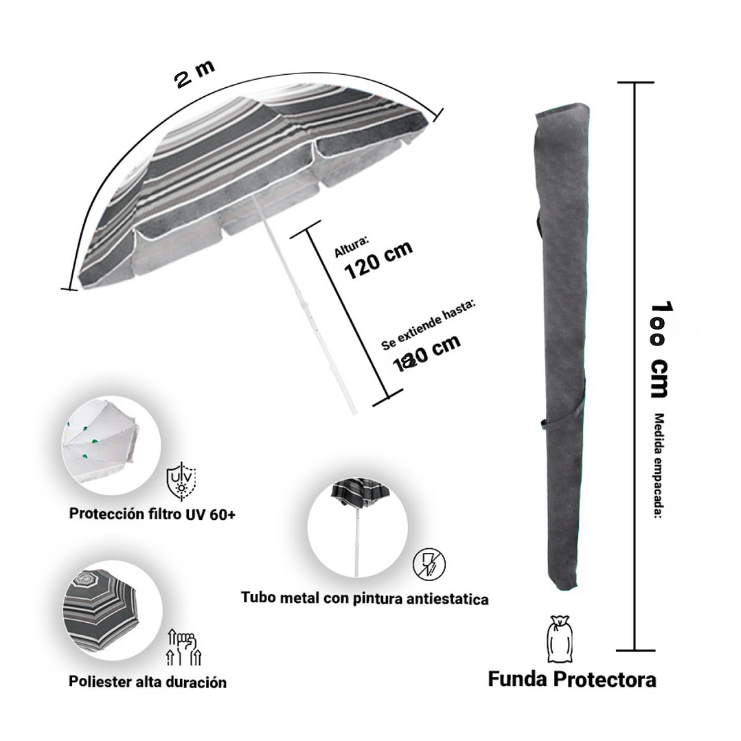 Sombrilla Playa Jardín Exterior Sol/lluvia Tubo Zincado 8