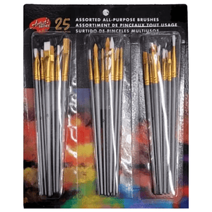 Pincel Pinceles Juego Kit X25 3 Tipos Plana Inclinada Y En P