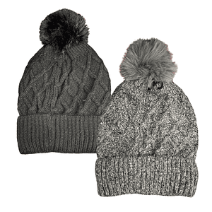 Gorro de Punto con Pompón Peludo para el Día a Día