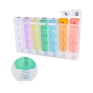 Pastillero Semanal 28 Compartimientos Estuche Transparente