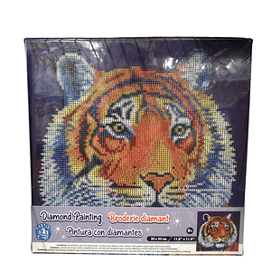 Lienzo pintura con diamantes Diseño Tigre 30 x 30 cm