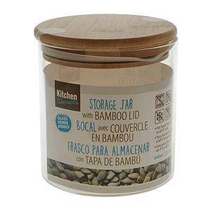 Frasco de Vidrio Organizador con Tapa de Bambu 640ml 