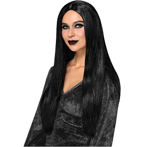 Halloween Peluca Negra Bruja Disfraz Fiesta Morticia