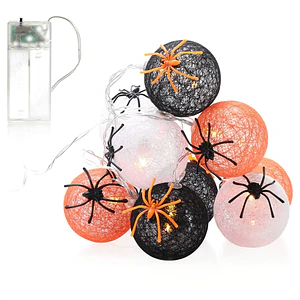 Set de 8 Bolitas Bambalina con Luces Diseño Arañitas mixtas