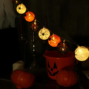 Set de 8 Bolitas Bambalina con Luces Diseño Arañitas mixtas