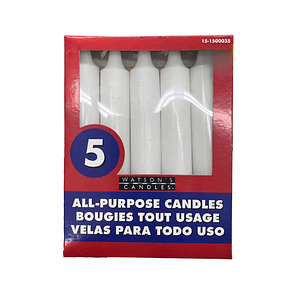Set de 5 Velas Blanca Multiusos Estandar 24 Horas