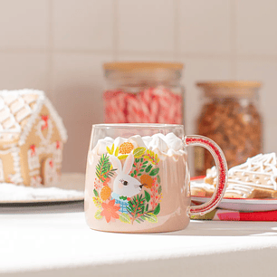 Tazón de Vidrio con Diseño Navideño y Glitter 500 ml