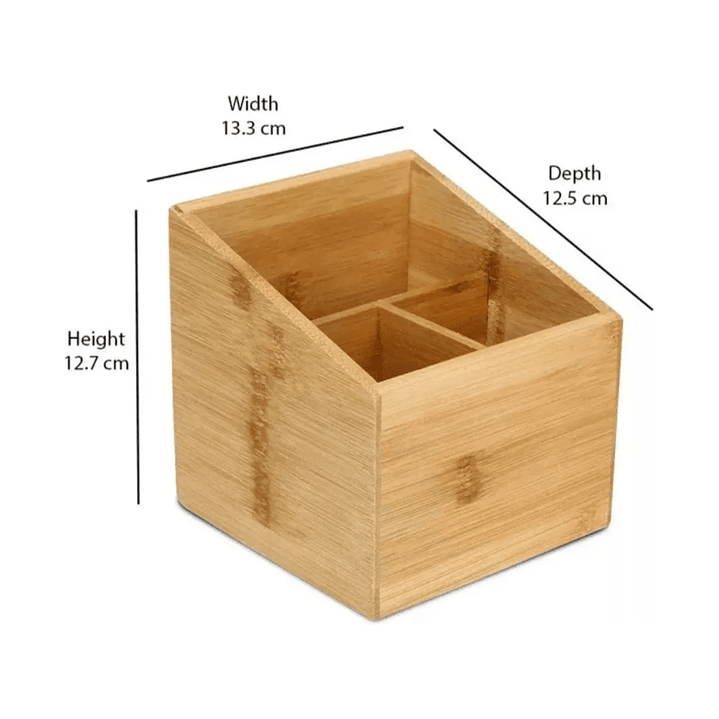 Caja Organizadora Escritorio  Madera 4 Compartimientos 4