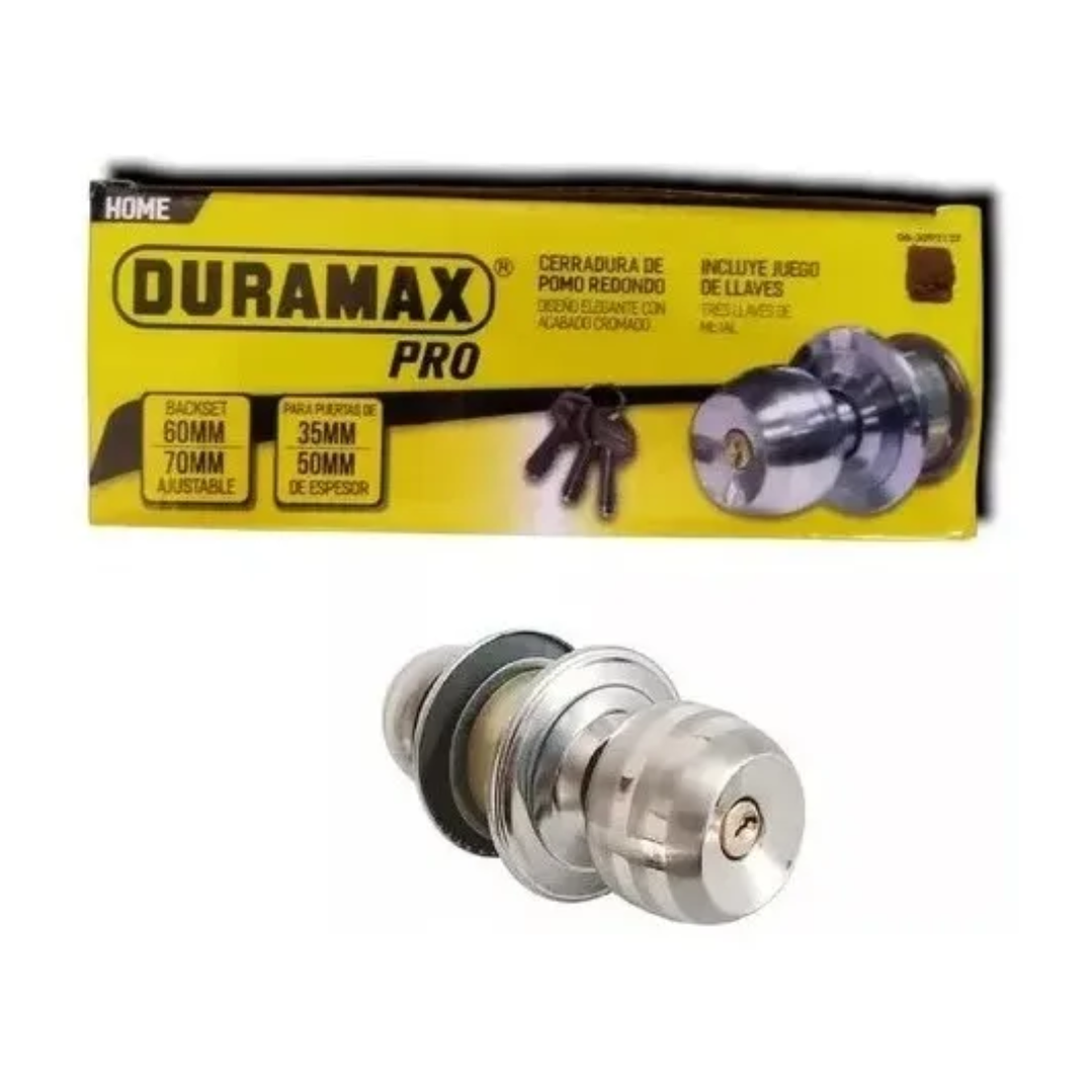 Chapa para Puerta de Alcoba Duramax Cromada con 3 Llaves 3