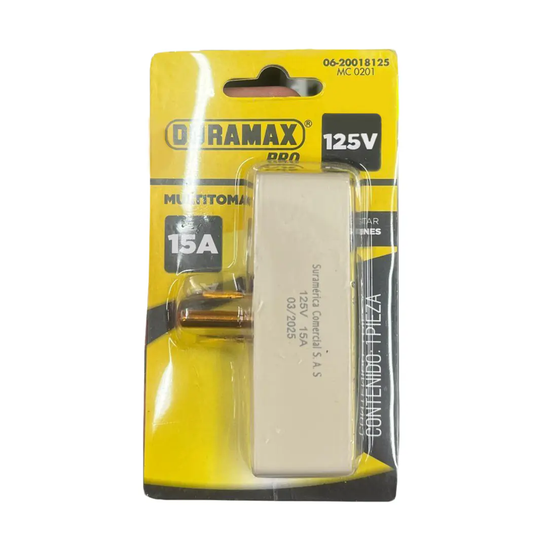 Adaptador Enchufe 3 Salidas 15A 125V Duramax Original 3