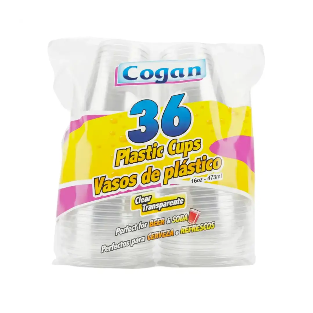 Vasos Desechables Transparentes Cogan 36 Unidades Pack 1