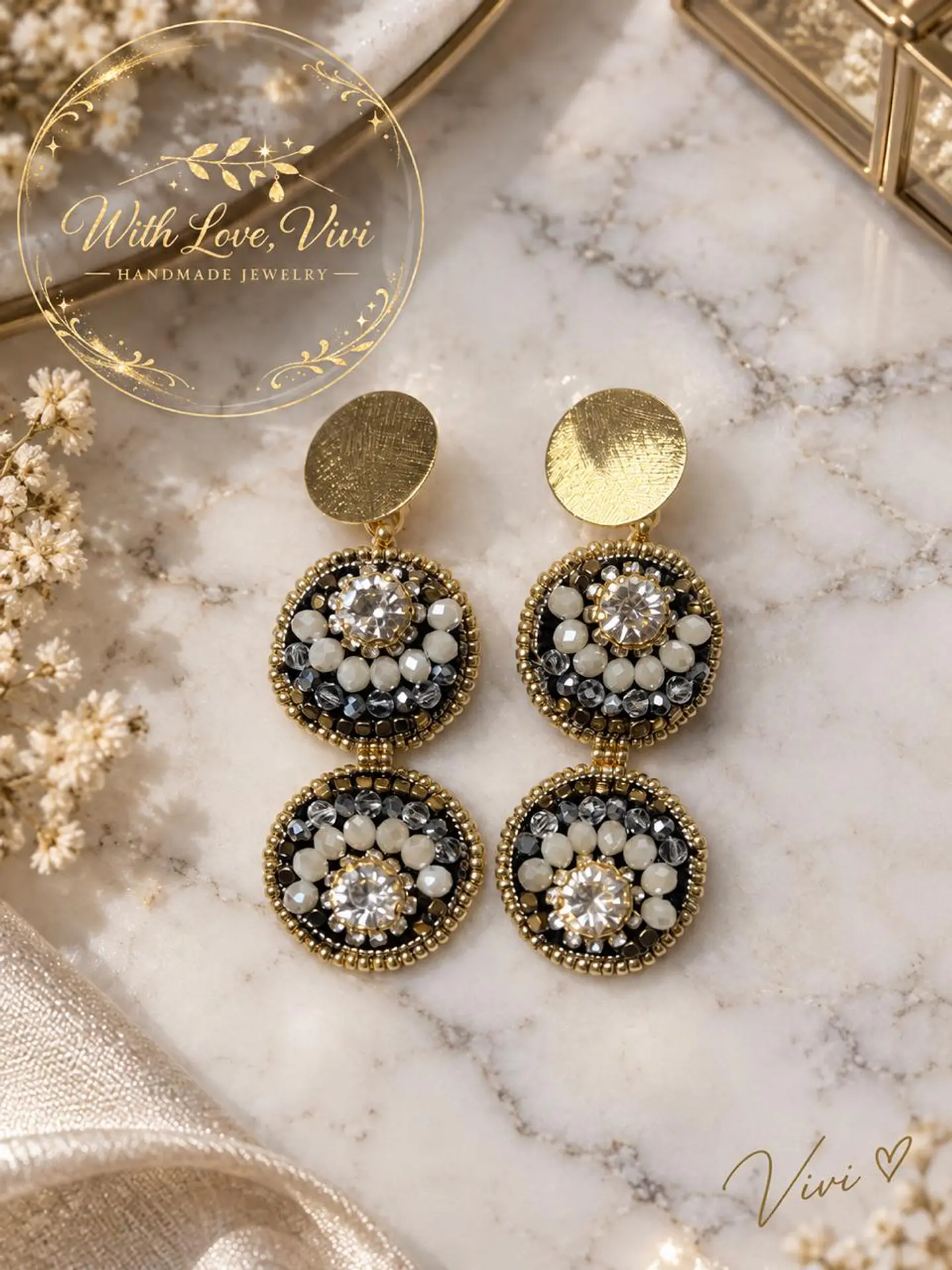 Pendientes AURELIA ROYALE NOIR GOLD 1