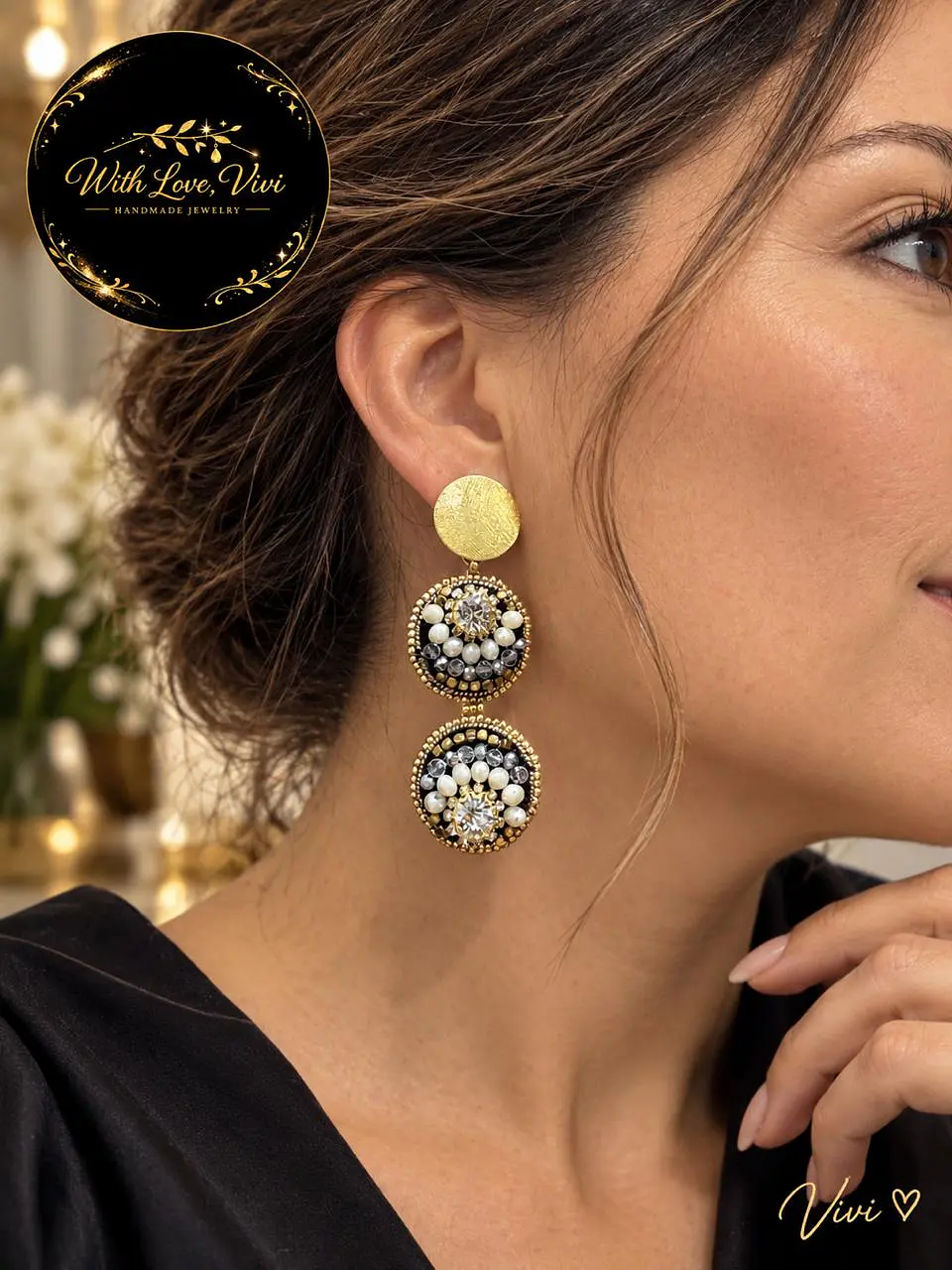 Pendientes AURELIA ROYALE NOIR GOLD 2