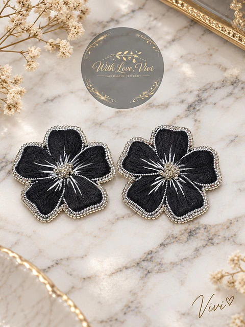 Pendientes OPHELIA ÉCLAT NOIR SILVER