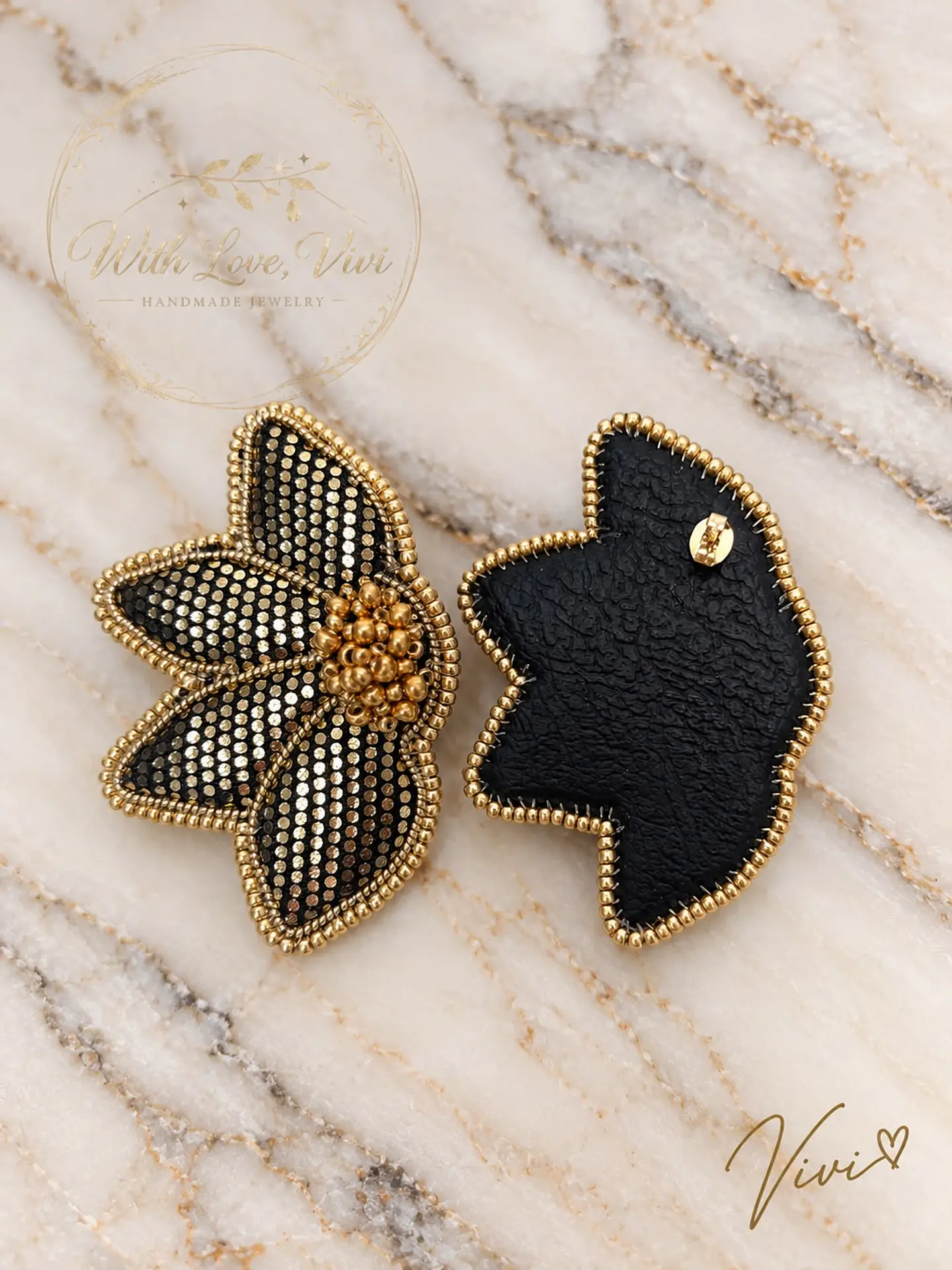 Pendientes FLEUR NOIR GOLD 2