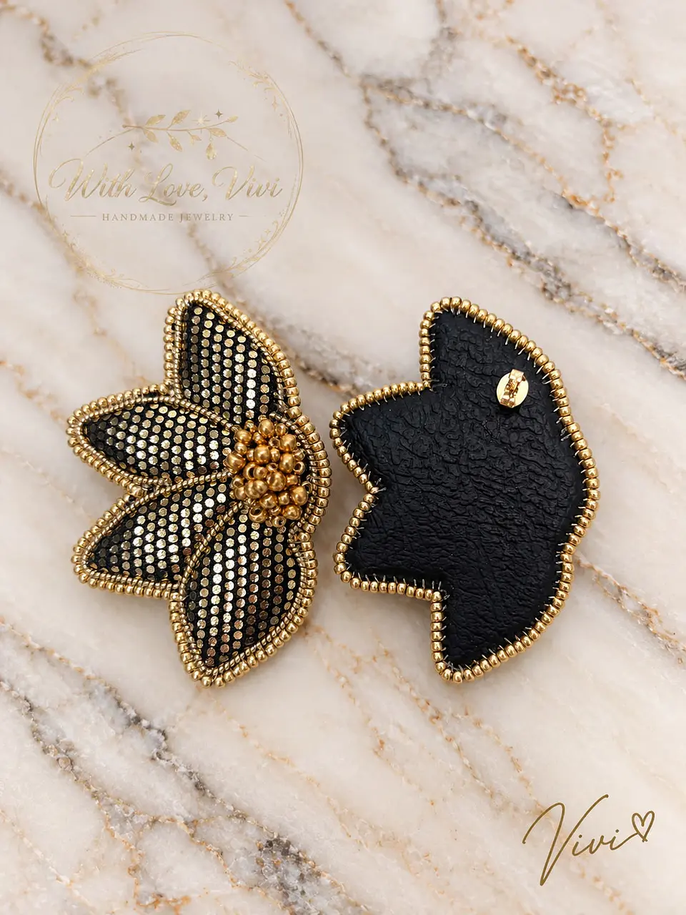 Pendientes FLEUR NOIR GOLD 2