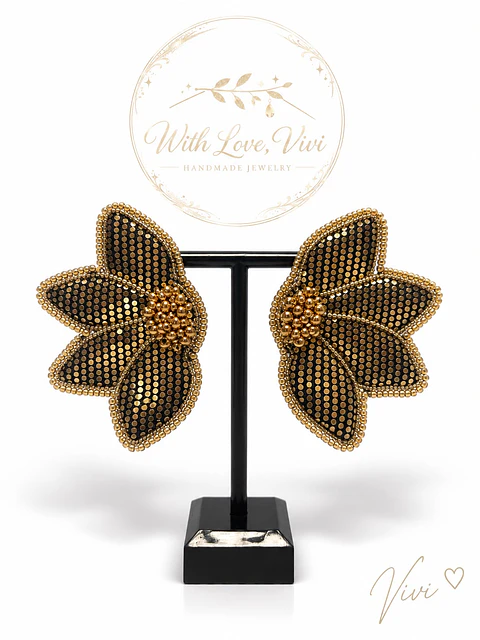 Pendientes FLEUR NOIR GOLD