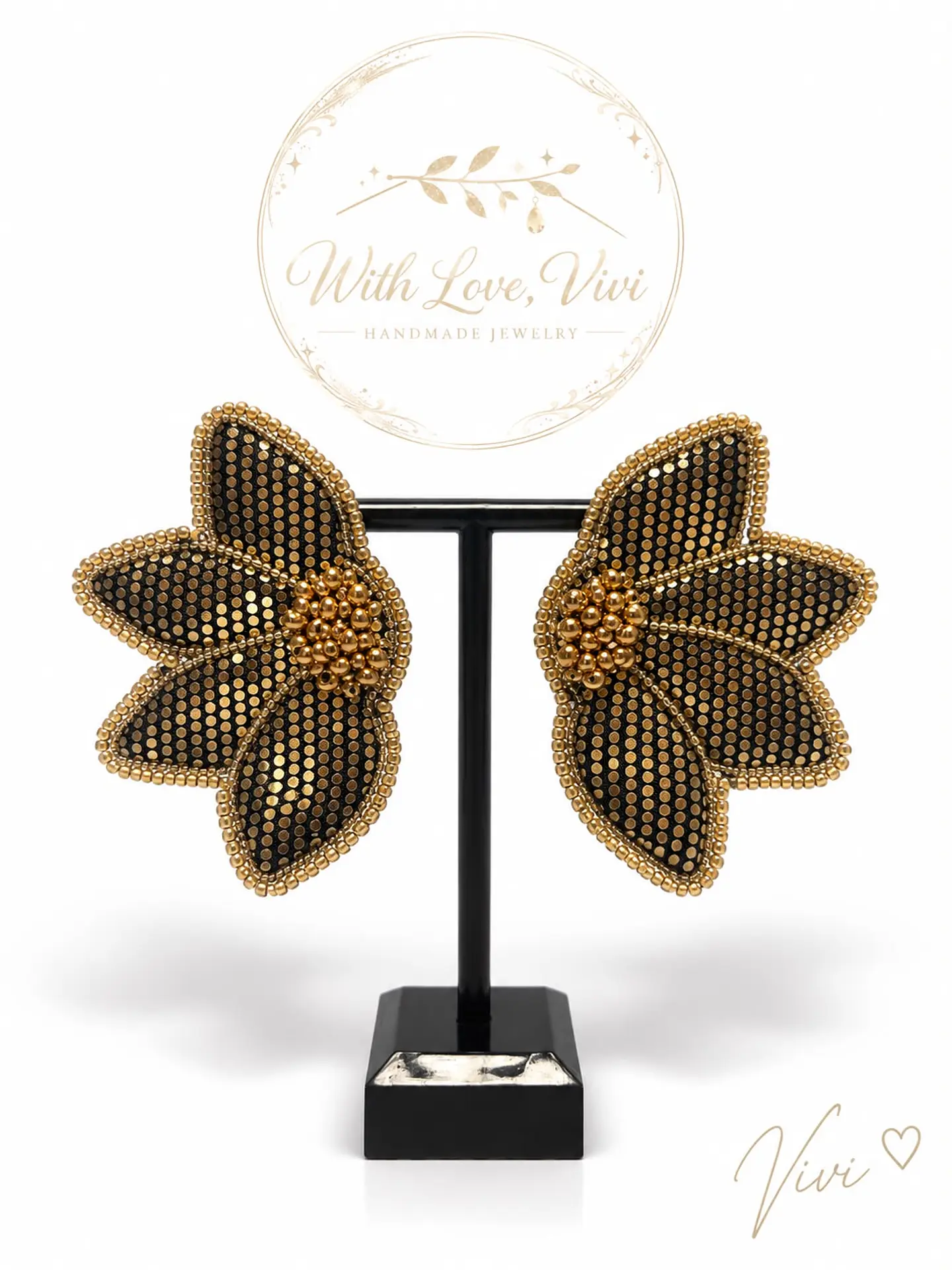 Pendientes FLEUR NOIR GOLD 1