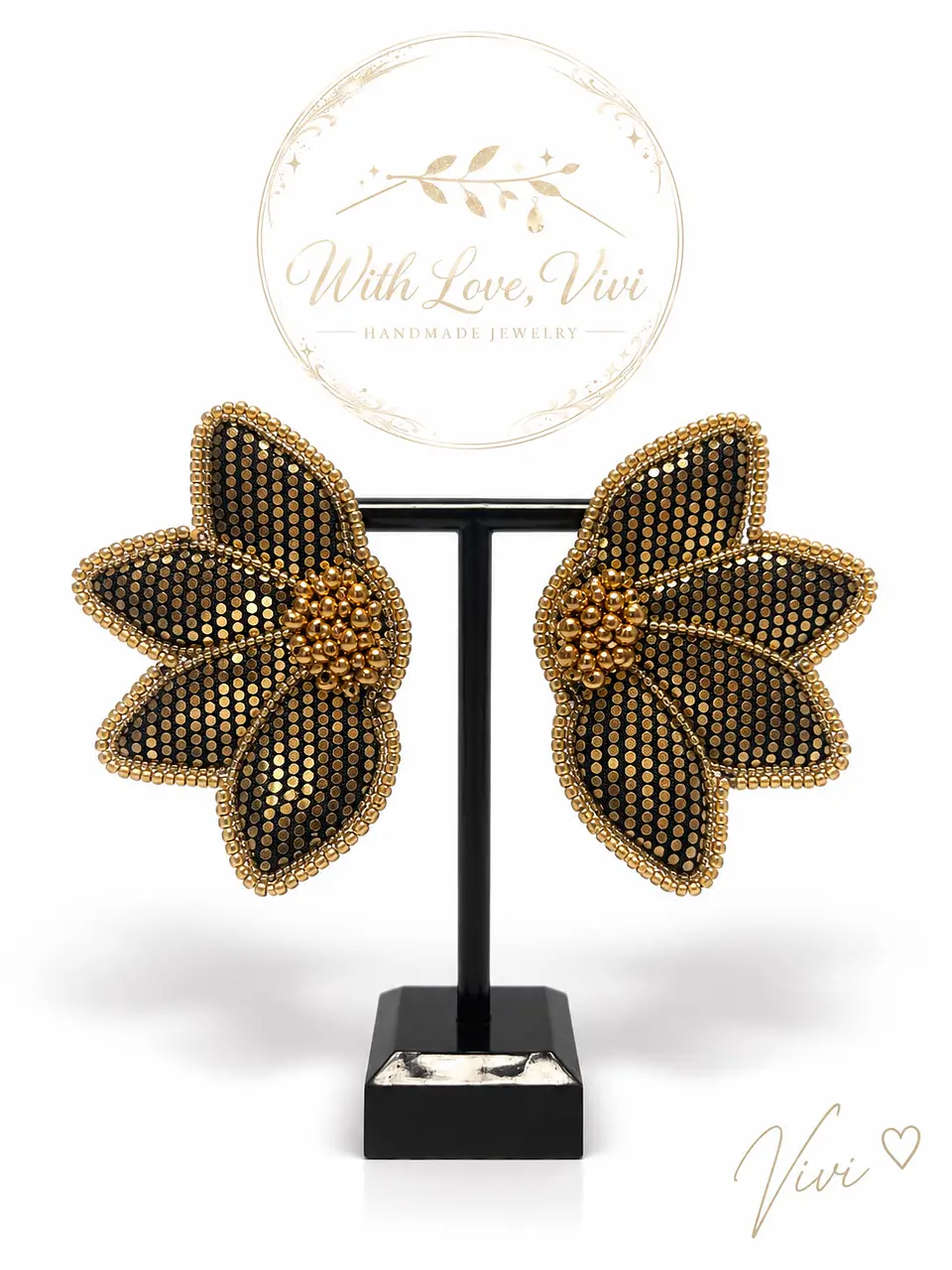 Pendientes FLEUR NOIR GOLD 1
