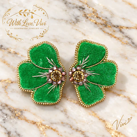 Pendientes  FLORENCE VELVET  ÉMERAUDE GOLD