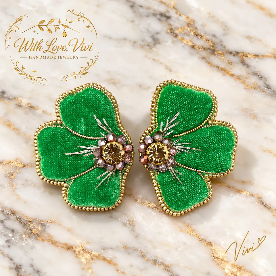 Pendientes  FLORENCE VELVET  ÉMERAUDE GOLD 1