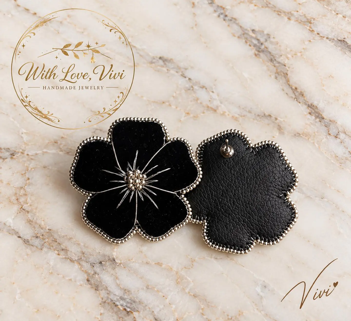 Pendientes  OPHELIA VELVET NOIR SILVER 2