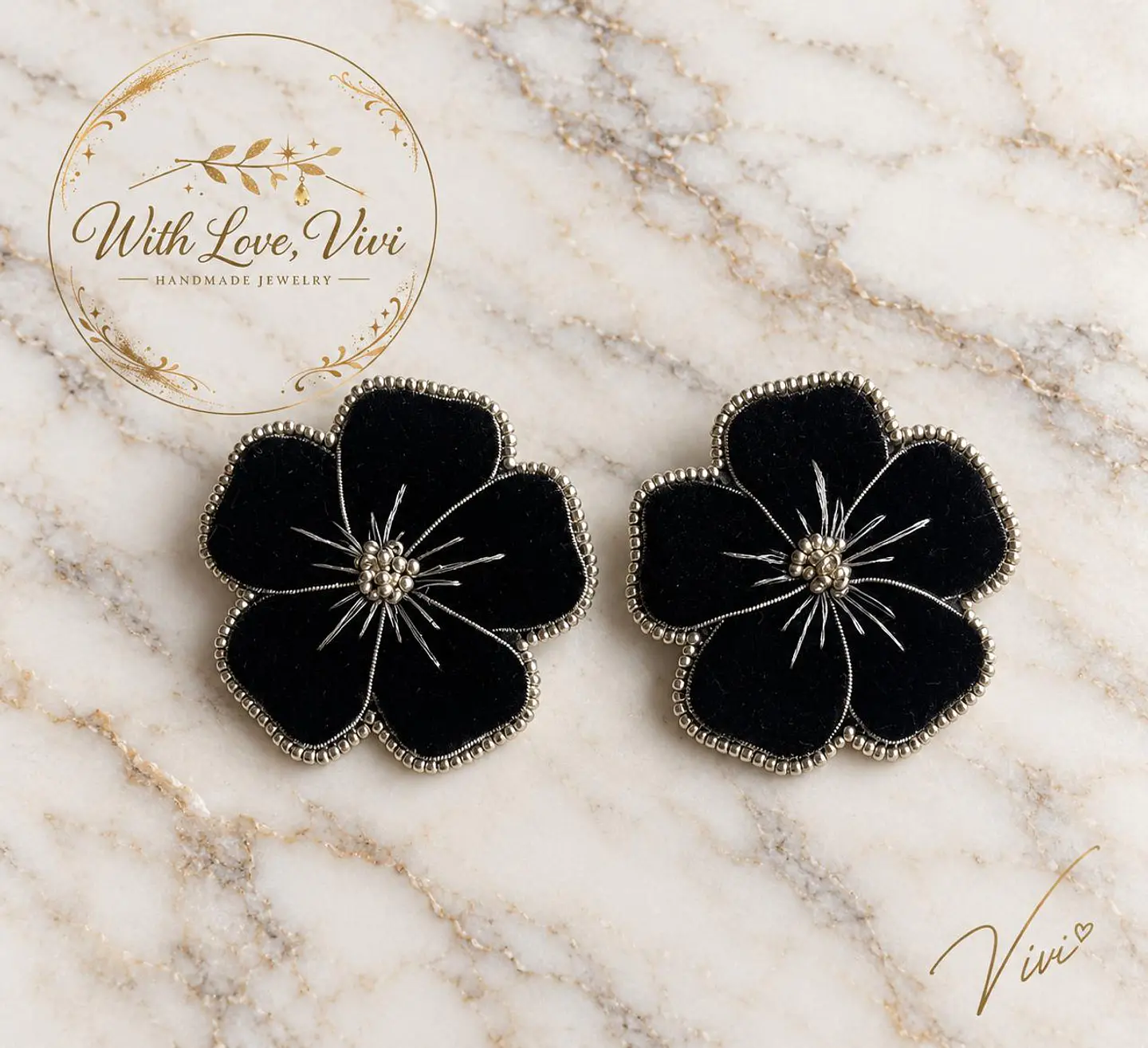 Pendientes  OPHELIA VELVET NOIR SILVER 1
