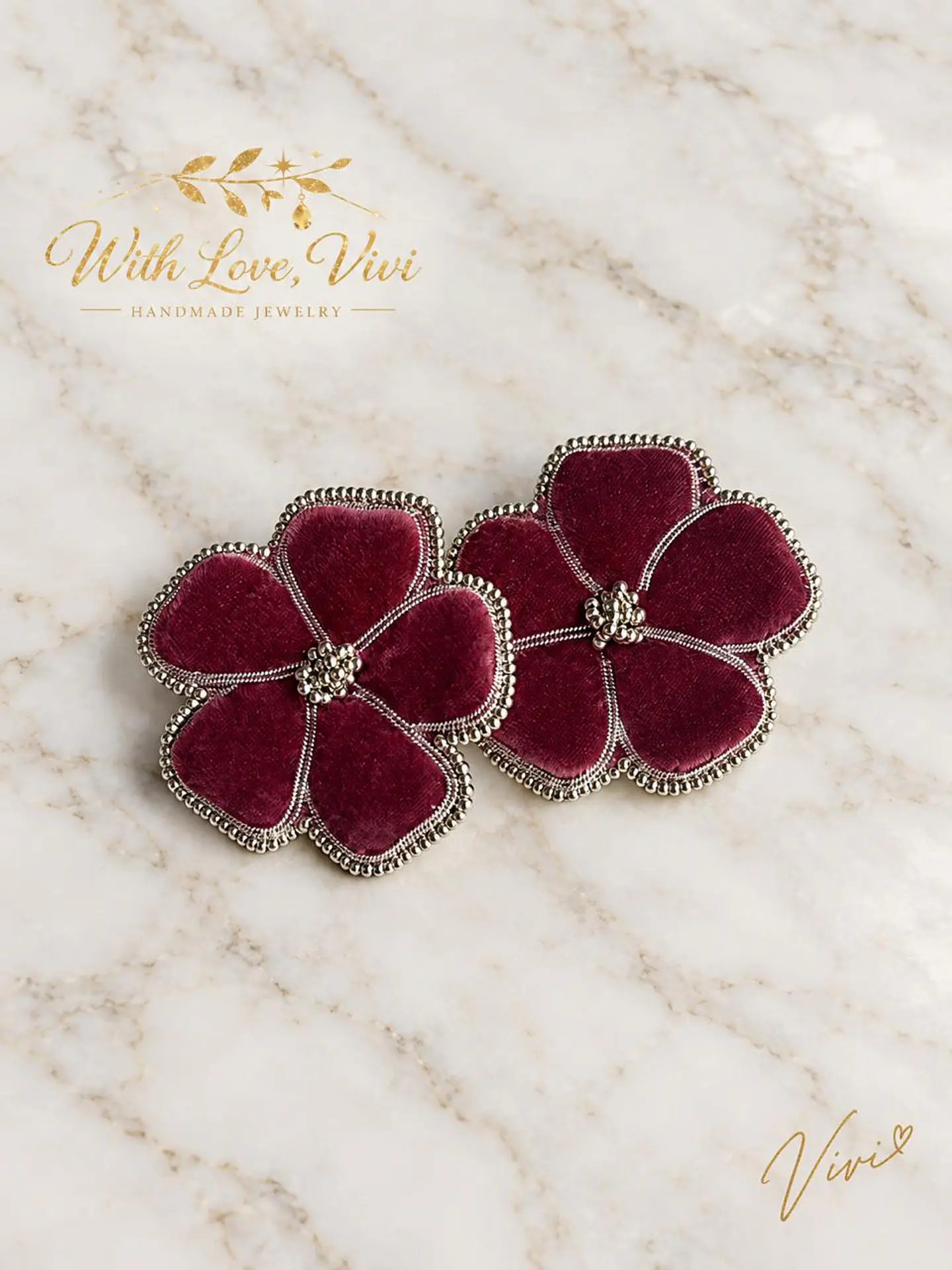 Pendientes  OPHELIA VELVET GRENAT SILVER 1