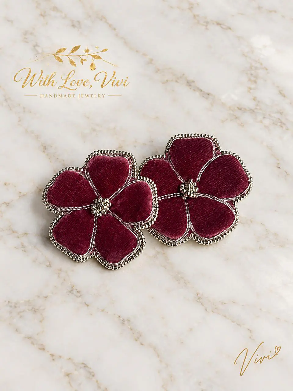 Pendientes  OPHELIA VELVET GRENAT SILVER 1