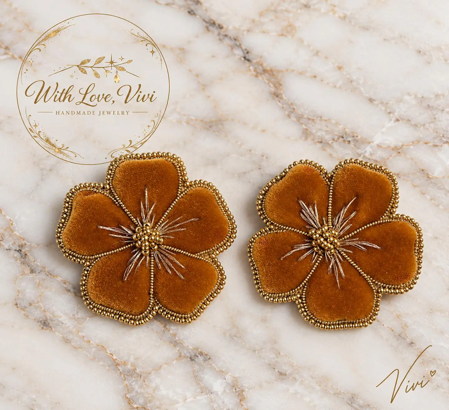 Pendientes  OPHELIA VELVET FAUVE GOLD 1