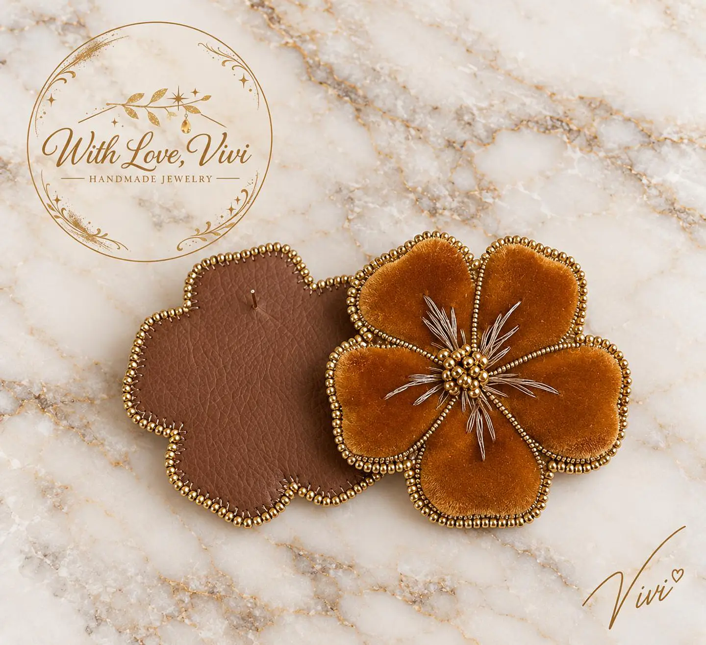 Pendientes  OPHELIA VELVET FAUVE GOLD 3