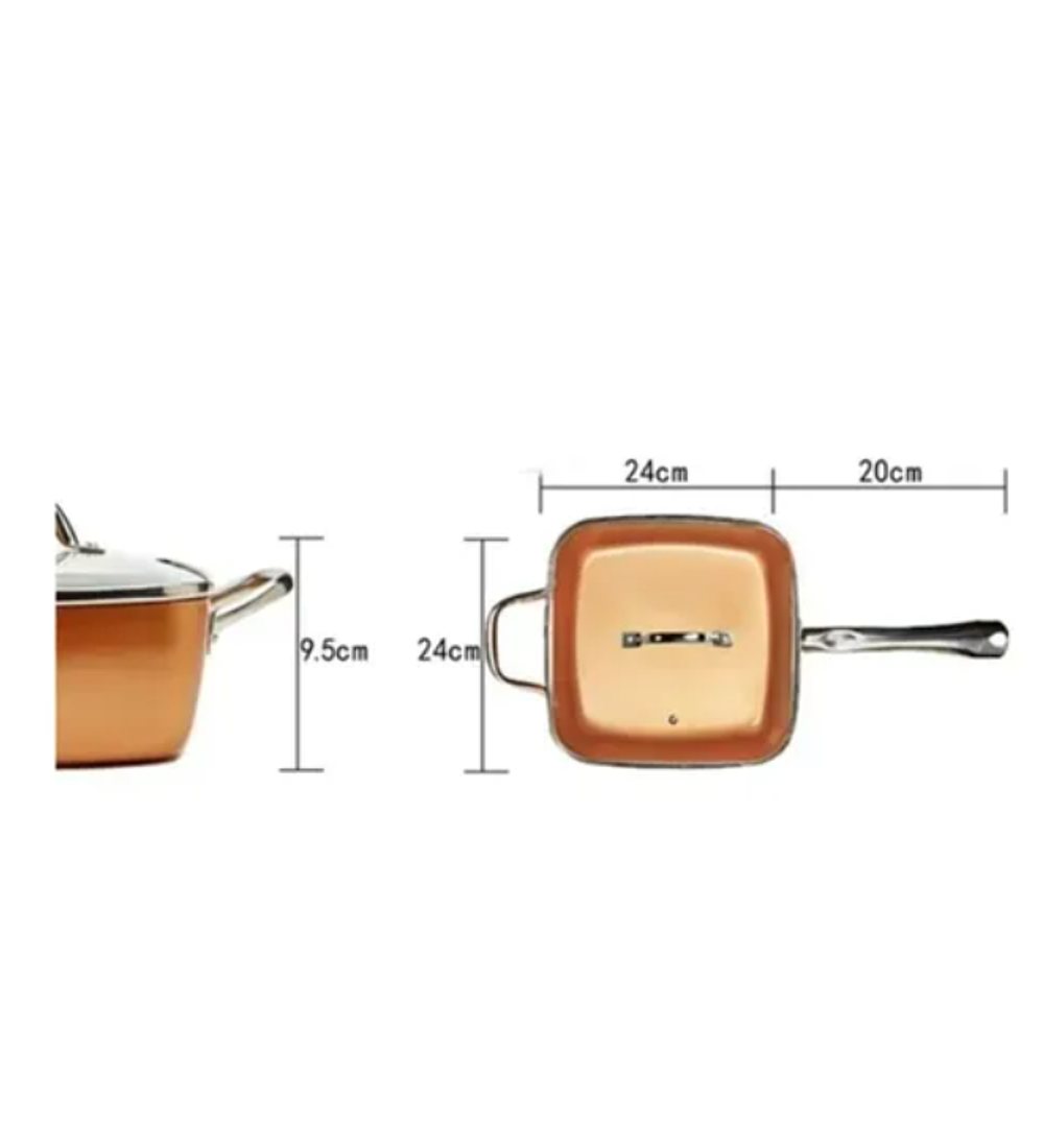 Juego De Cocina 4 Piezas Cacerola Olla Sartén Cuadrada