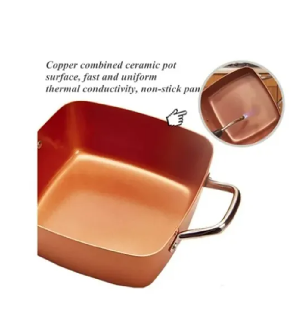 Juego De Cocina 4 Piezas Cacerola Olla Sartén Cuadrada