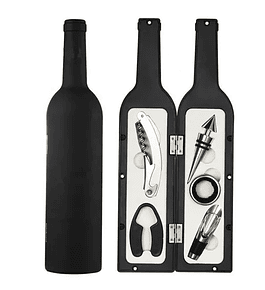 Set Kit 5 Pcs Sacacorcho Descorchador + Estuche Botella Vino