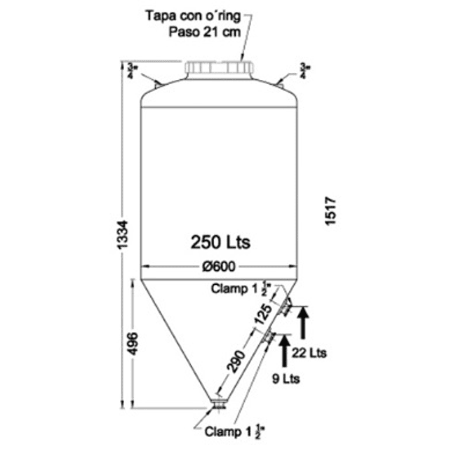 Fermentador INFINITY 250 L d60