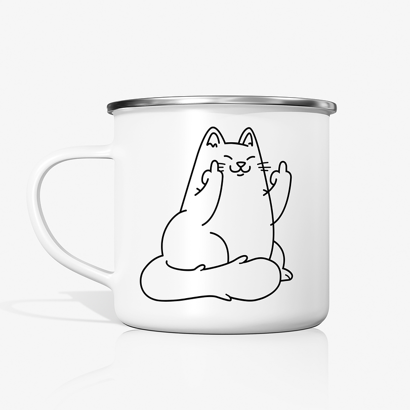 Taza Gato grosero metalica enlozada 