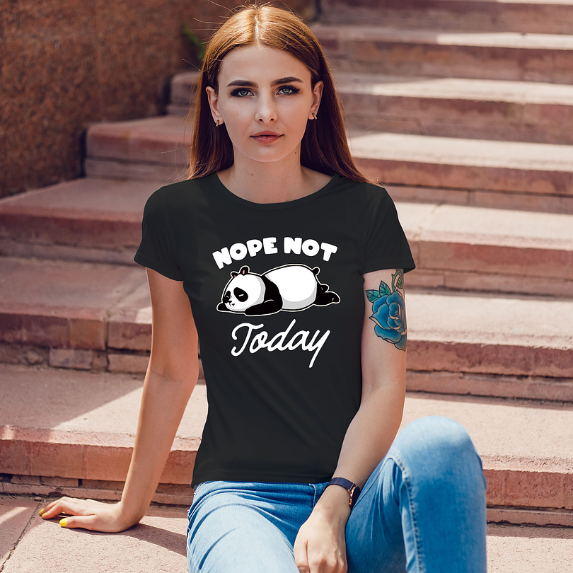 Polera premium Panda nope not today mujer 8