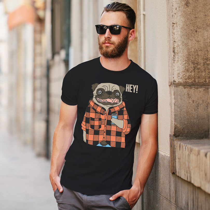 Polera premium Pug hipster hombre 8