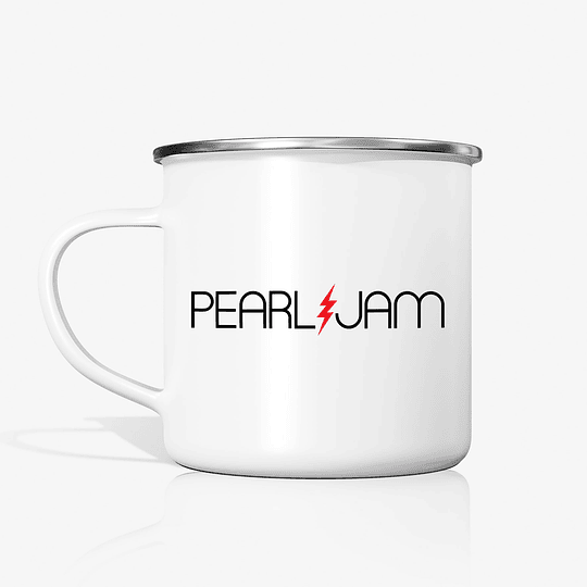 Taza Pearl Jam logo metalica enlozada