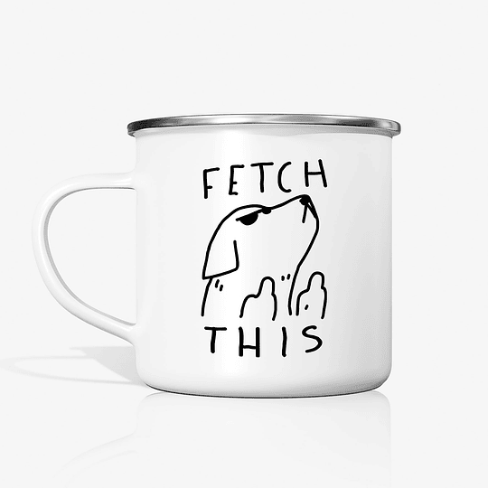 Taza Perro fetch this metalica enlozada