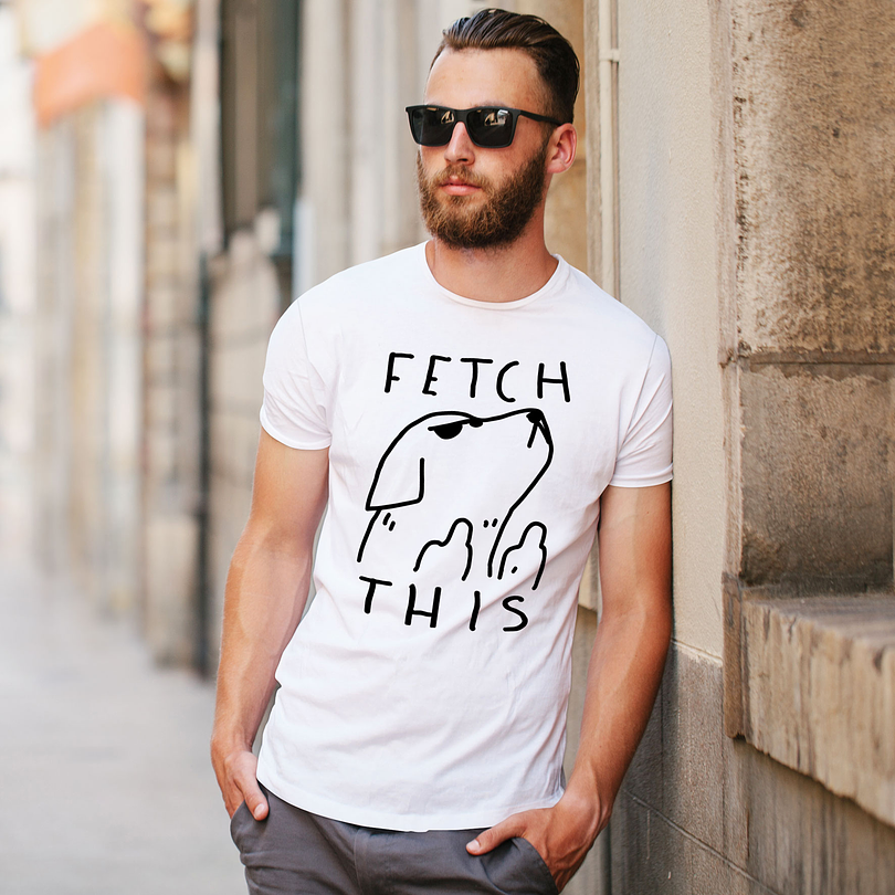 Polera premium Perro fetch this hombre 8