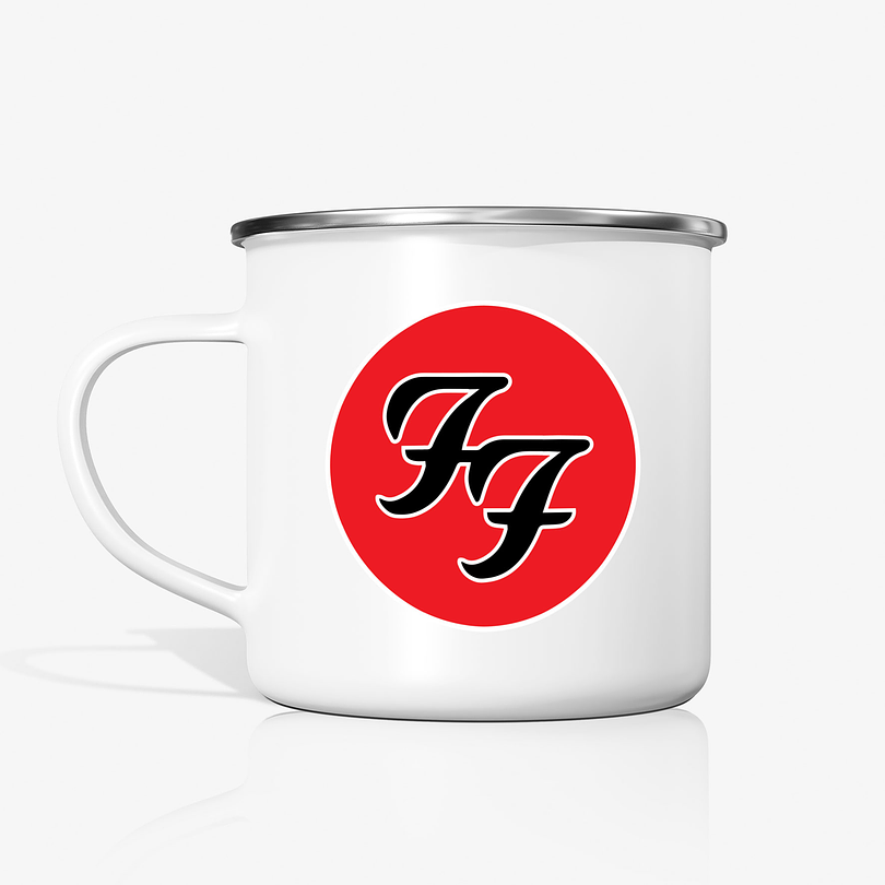 Taza Foo Fighters cercle color metalica enlozada 