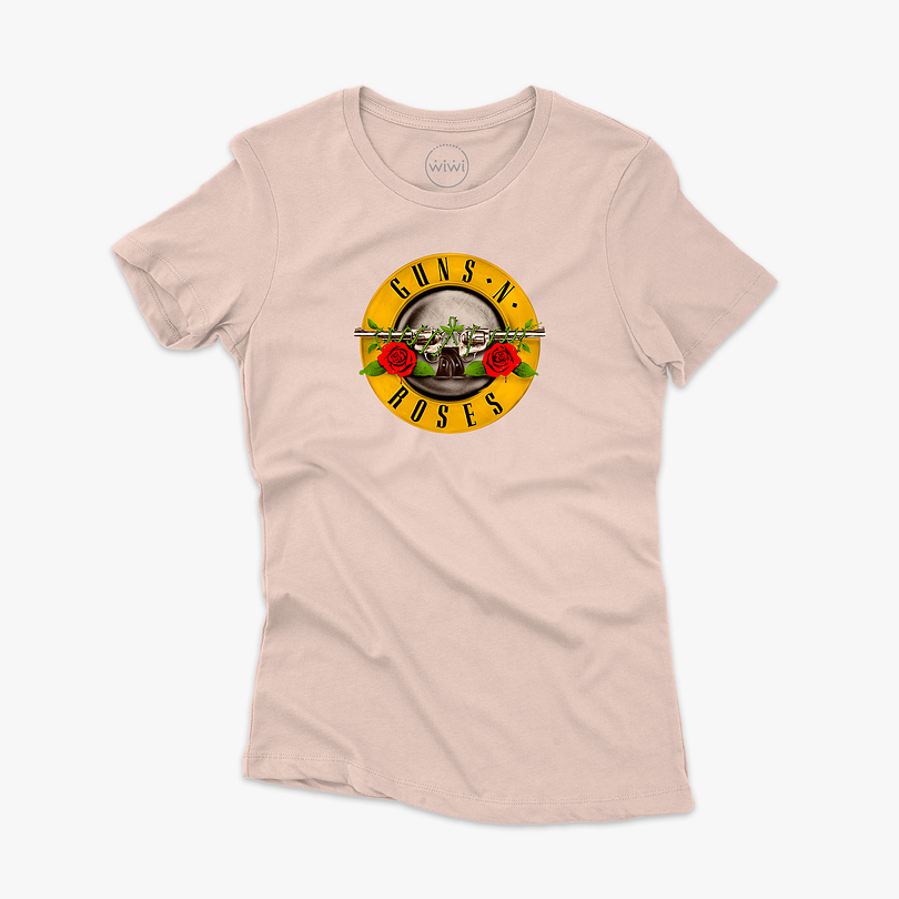 Polera premium Guns and Roses logo color mujer 4