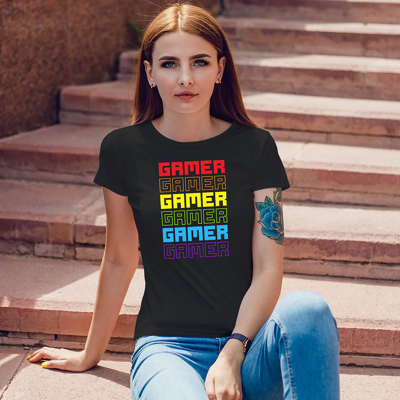 Polera premium Gamer Colors mujer 6