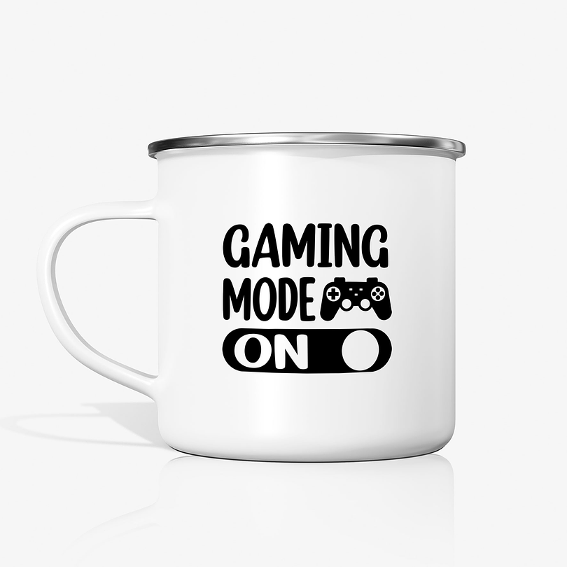 Taza Gaming Mode On metalica enlozada 
