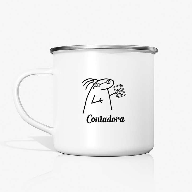 Taza Flork Contadora metalica enlozada 